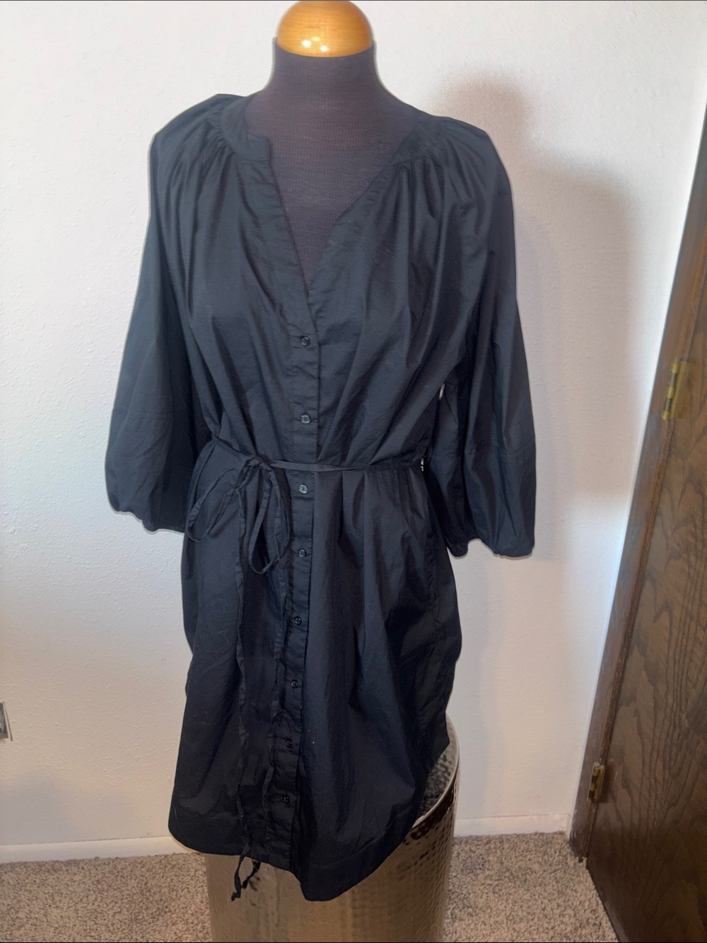 a new day Black Button-Front Tie-Waist Dress size XXL